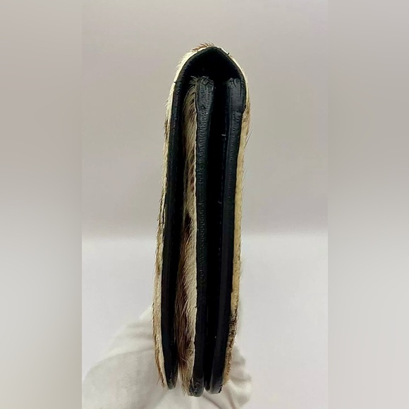 Jimmy Choo Wallet Leopard Print Calf Fur Black Leather Gold HDWRE 7.9x4” EUC - Picture 15 of 16